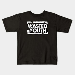 Wasted Font White Kids T-Shirt